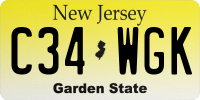 NJ license plate C34WGK