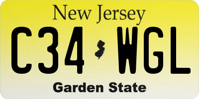NJ license plate C34WGL
