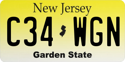 NJ license plate C34WGN