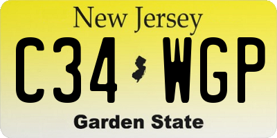 NJ license plate C34WGP