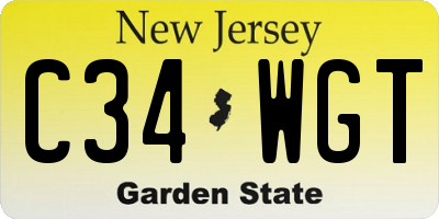 NJ license plate C34WGT