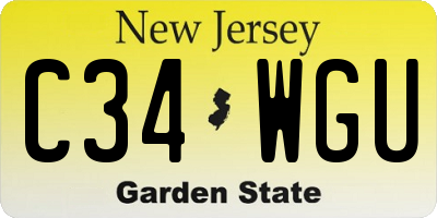 NJ license plate C34WGU
