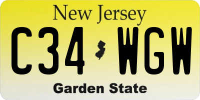 NJ license plate C34WGW