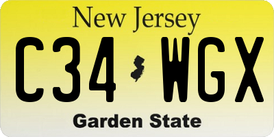 NJ license plate C34WGX