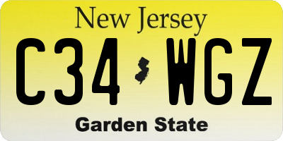 NJ license plate C34WGZ