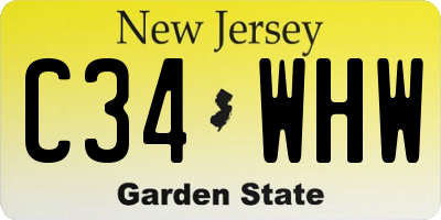 NJ license plate C34WHW