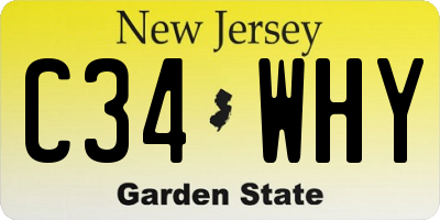 NJ license plate C34WHY