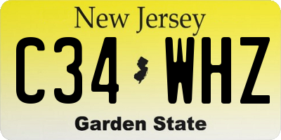 NJ license plate C34WHZ