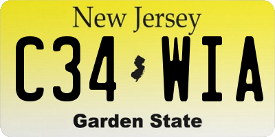 NJ license plate C34WIA