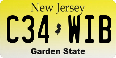 NJ license plate C34WIB