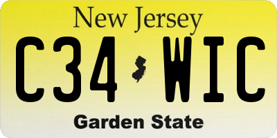 NJ license plate C34WIC