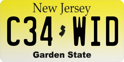 NJ license plate C34WID