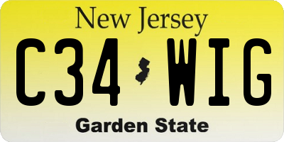 NJ license plate C34WIG