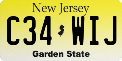 NJ license plate C34WIJ