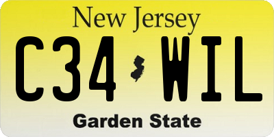NJ license plate C34WIL