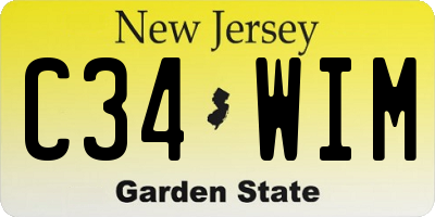 NJ license plate C34WIM