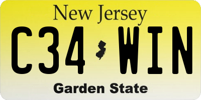 NJ license plate C34WIN