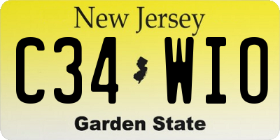 NJ license plate C34WIO