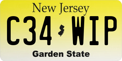 NJ license plate C34WIP