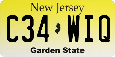NJ license plate C34WIQ