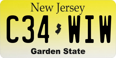 NJ license plate C34WIW