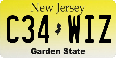 NJ license plate C34WIZ