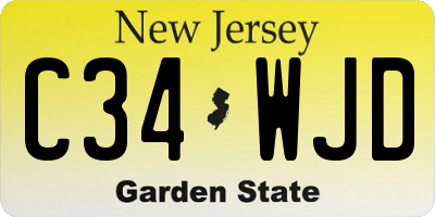NJ license plate C34WJD
