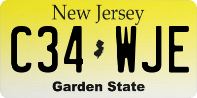 NJ license plate C34WJE