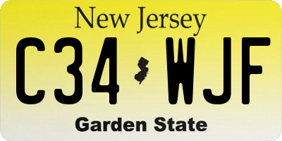 NJ license plate C34WJF