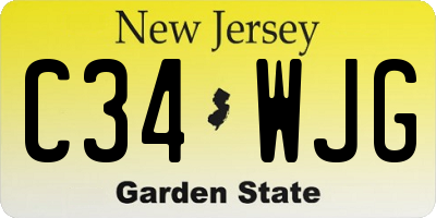 NJ license plate C34WJG