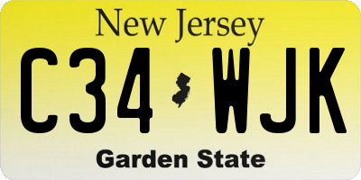 NJ license plate C34WJK