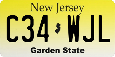 NJ license plate C34WJL