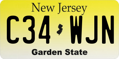 NJ license plate C34WJN
