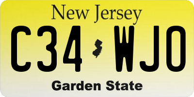 NJ license plate C34WJO