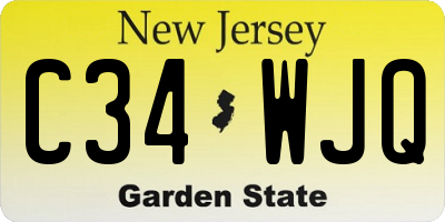 NJ license plate C34WJQ