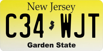 NJ license plate C34WJT