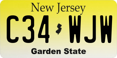 NJ license plate C34WJW