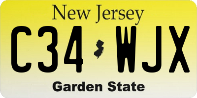 NJ license plate C34WJX