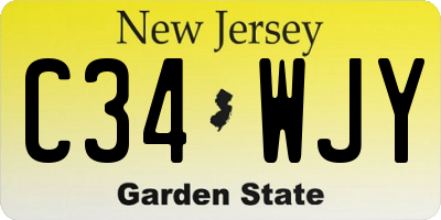 NJ license plate C34WJY
