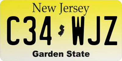 NJ license plate C34WJZ