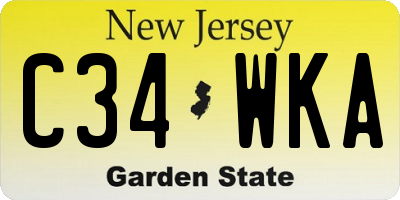 NJ license plate C34WKA