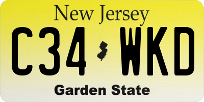 NJ license plate C34WKD
