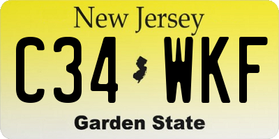 NJ license plate C34WKF