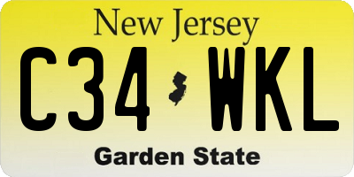 NJ license plate C34WKL