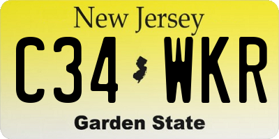 NJ license plate C34WKR