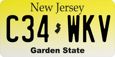 NJ license plate C34WKV