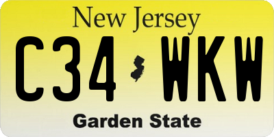 NJ license plate C34WKW