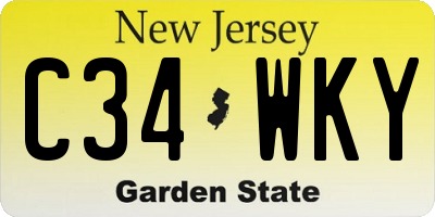 NJ license plate C34WKY