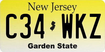 NJ license plate C34WKZ