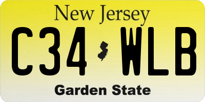 NJ license plate C34WLB